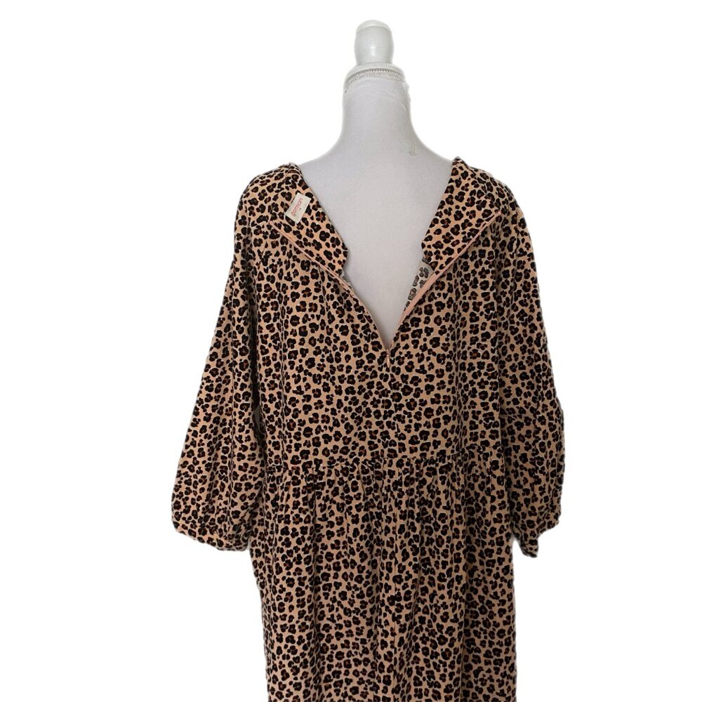 Gorman Brown Tan Leopard Animal Print Pockets Fine Corduroy Dress 14 - Picture 6 of 7